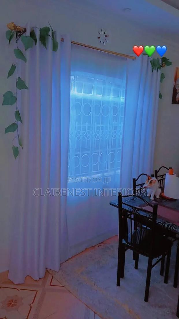 Plain While, Yellow and Brown Stitched to Perfection Window Curtains - main view