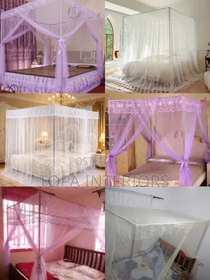 Square Mosquito Nets With Four Metallic Bednet Stands