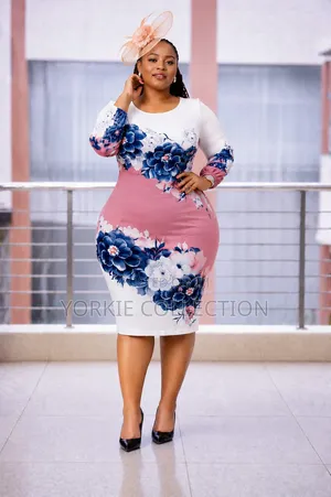 “A Loong-Sleeve Floral Bodycon Pencil Dress