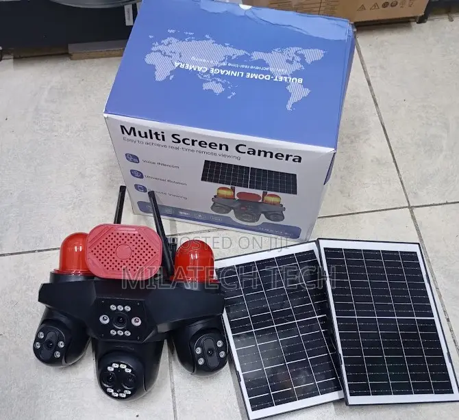 Solar CCTV Camera 4 Lens AI Motion Alarm System