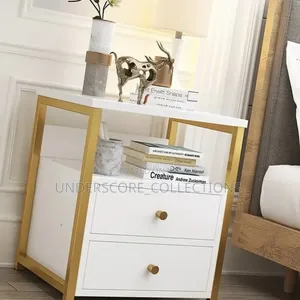 Gold and White/Gold and Black Bedside Nordic Table