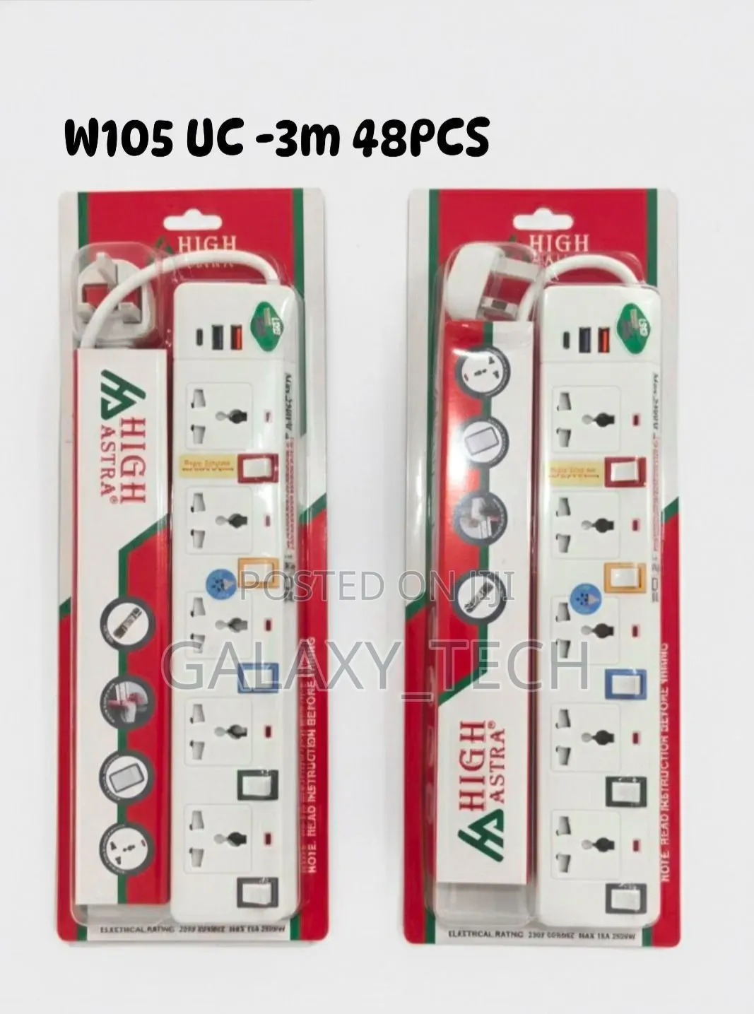 HIGH ASTRA 5-Way,3M Extension Socket + USB