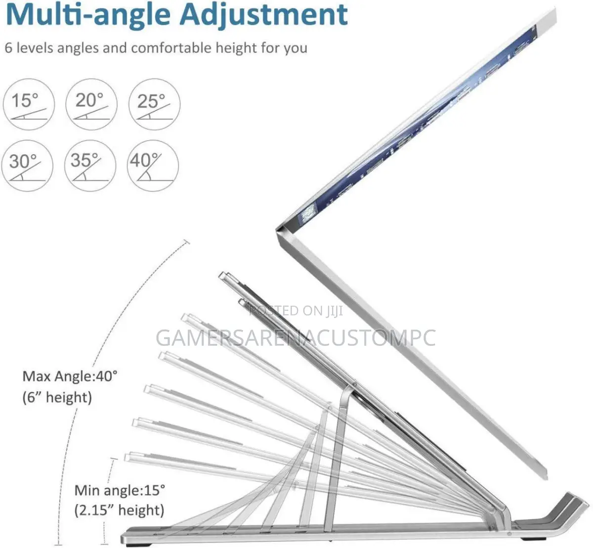 Foldable Aluminum Laptop Stand Holder With Anti-Slip Silicone Pads