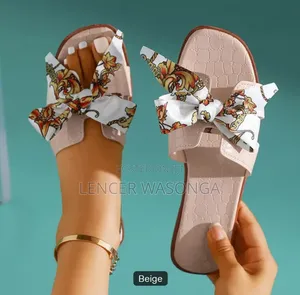 Floral Bowknot Flat Sandals Size 38-42