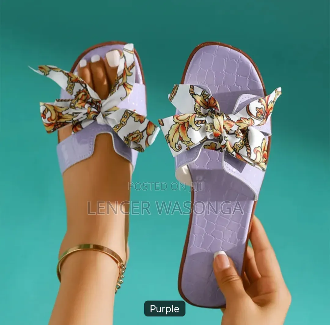 Floral Bowknot Flat Sandals Size 38-42