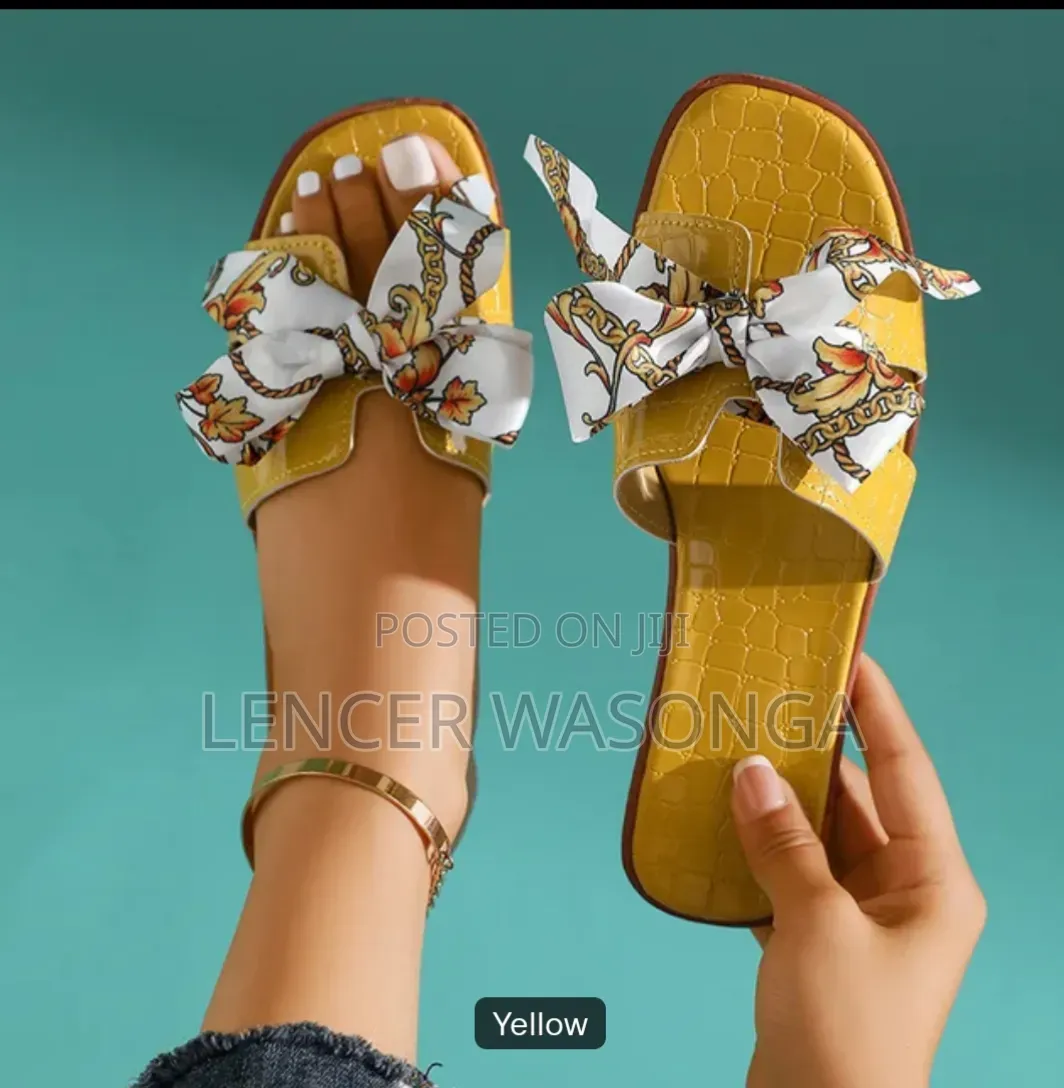 Floral Bowknot Flat Sandals Size 38-42