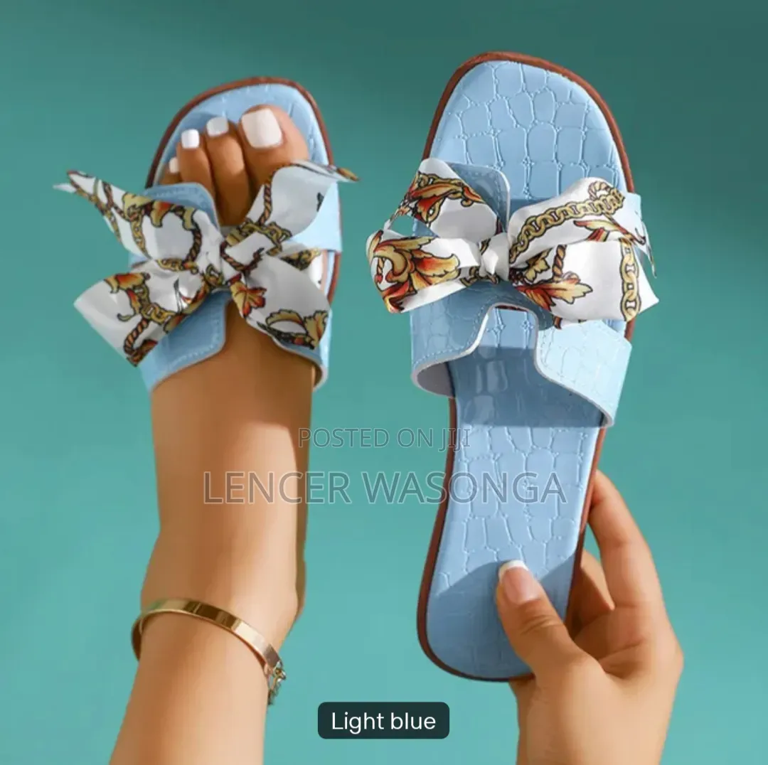 Floral Bowknot Flat Sandals Size 38-42