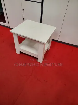2-Tier White Side Table