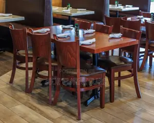 Dining Set; Six Seaters Dining Set With Mahogany Finish
