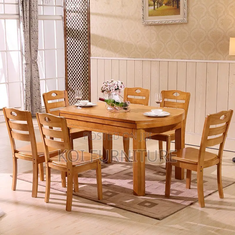 Dining Set; Six Seaters Dining Set With Mahogany Finish