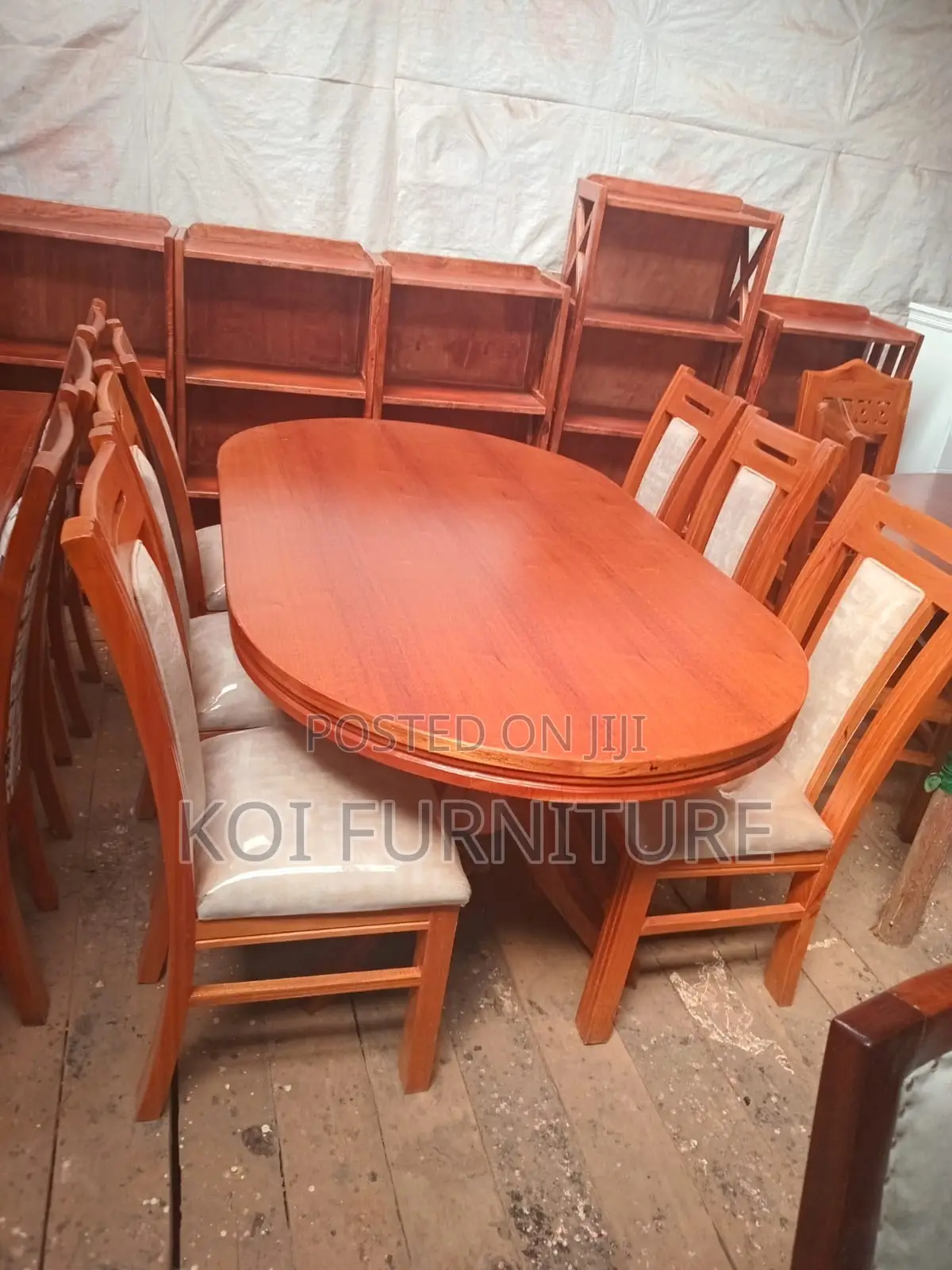 Dining Set; Six Seaters Dining Set With Mahogany Finish