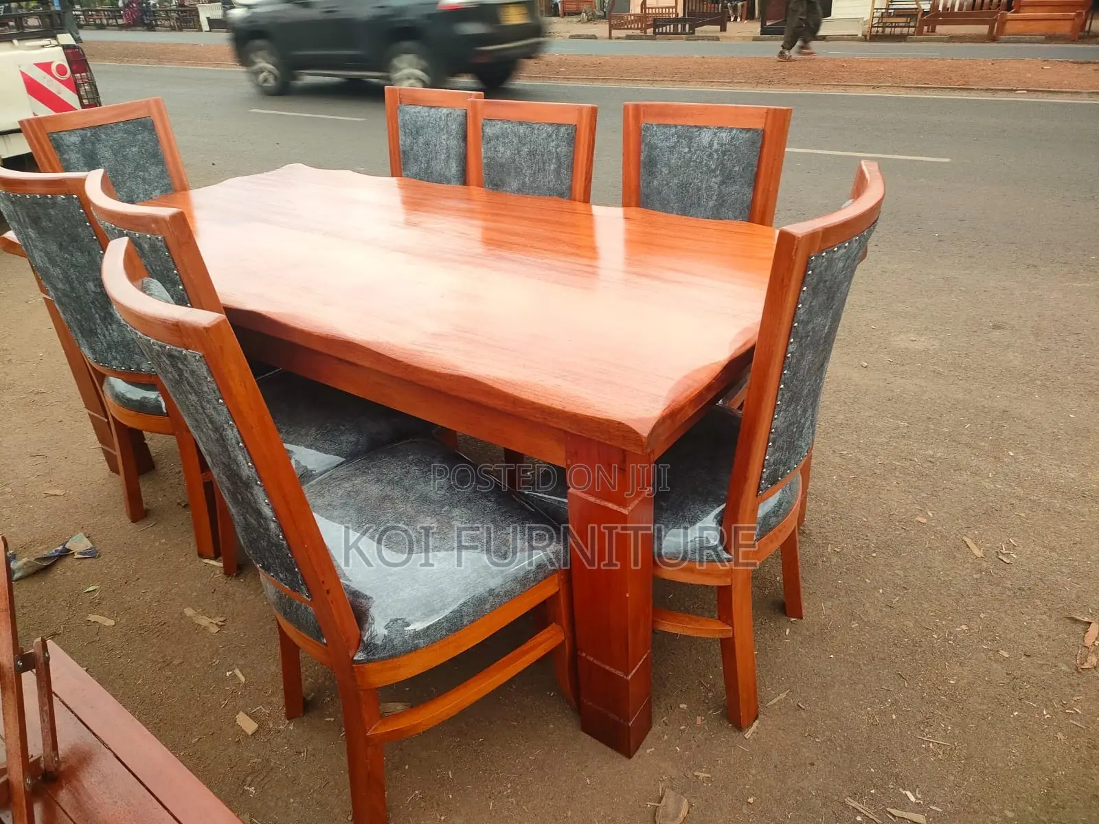 Dining Set; Six Seaters Dining Set With Mahogany Finish