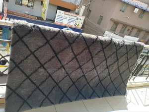 7 by 10 Ft Fluffy Carpet (Black Stripes)