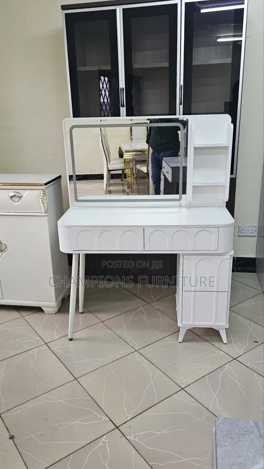 White Dressing Table With Stool