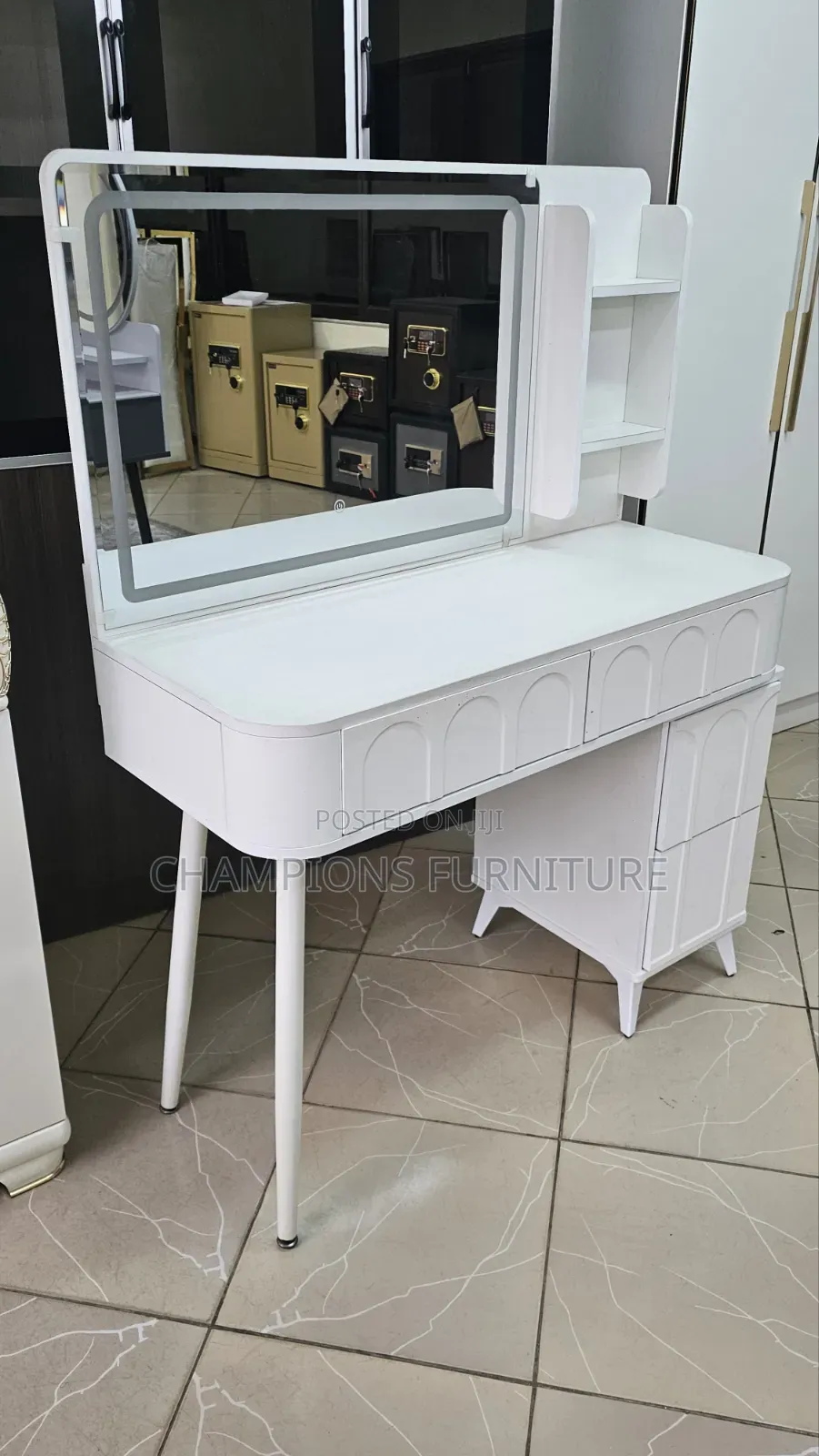 White Dressing Table With Stool