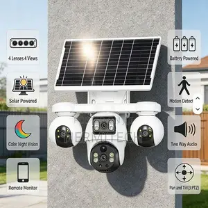 4 Lens Solar CCTV for Farms and Homes Outdoor CCTV Cameras