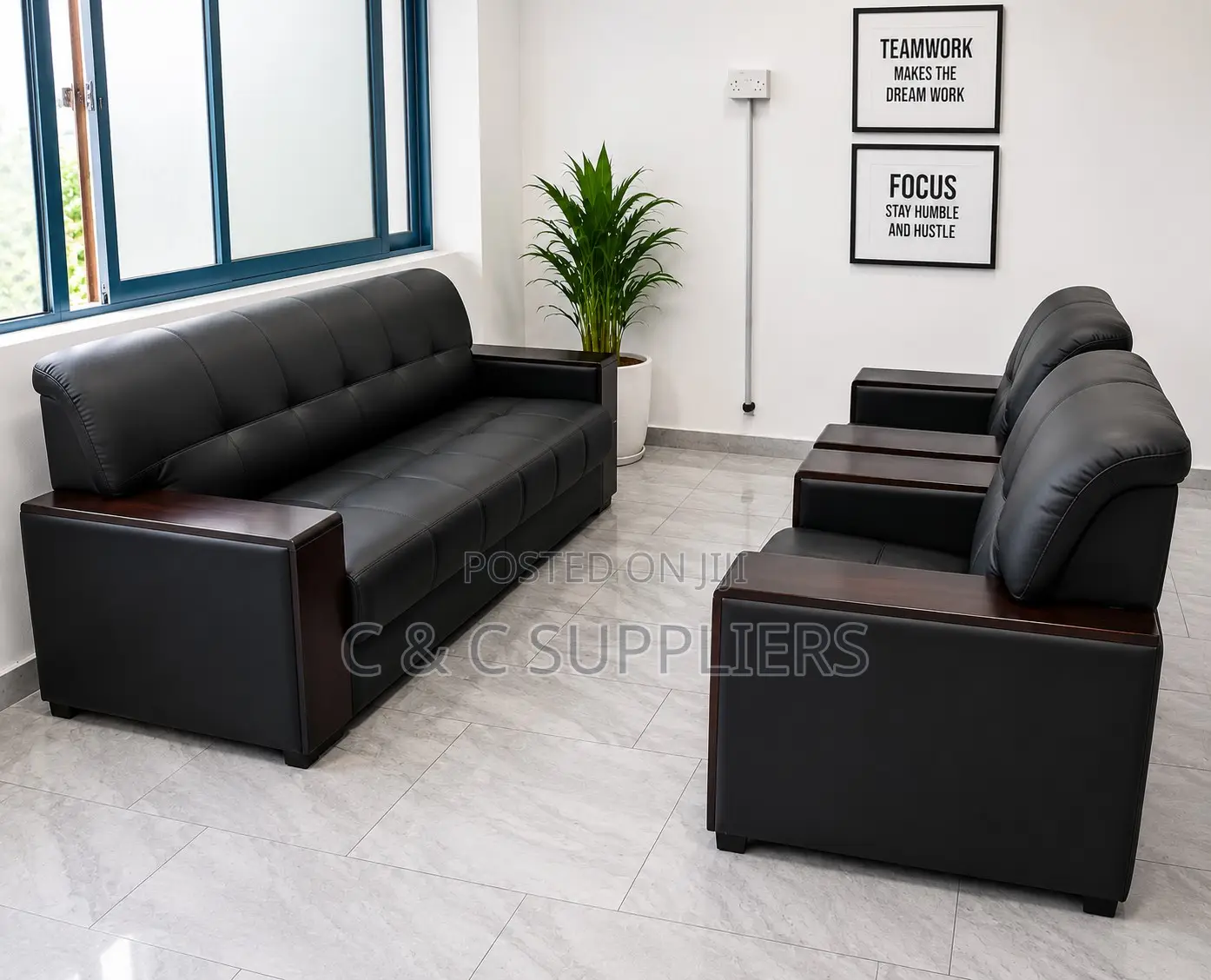 Executive Black Sofa Set-5 Seater