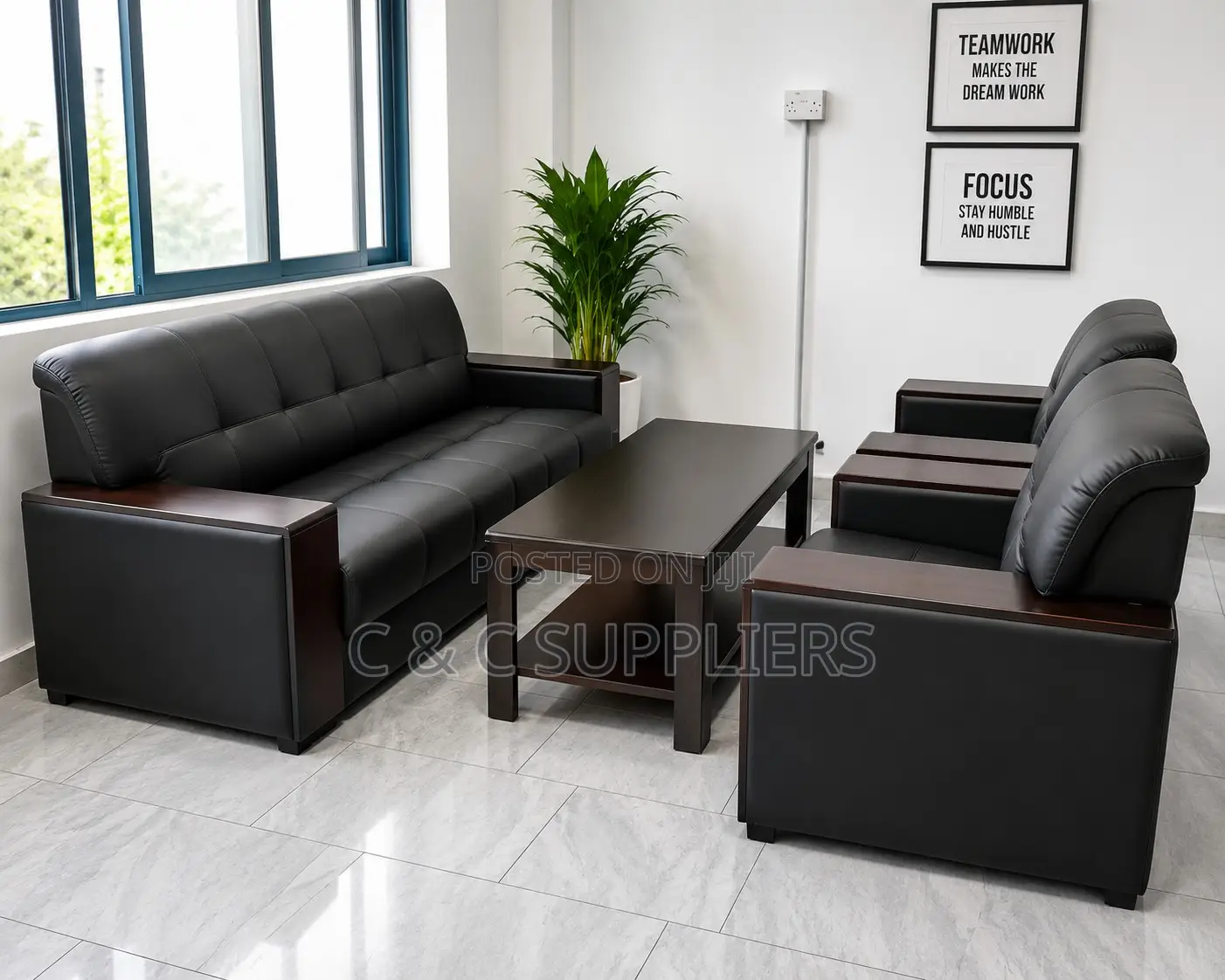 Executive Black Sofa Set-5 Seater