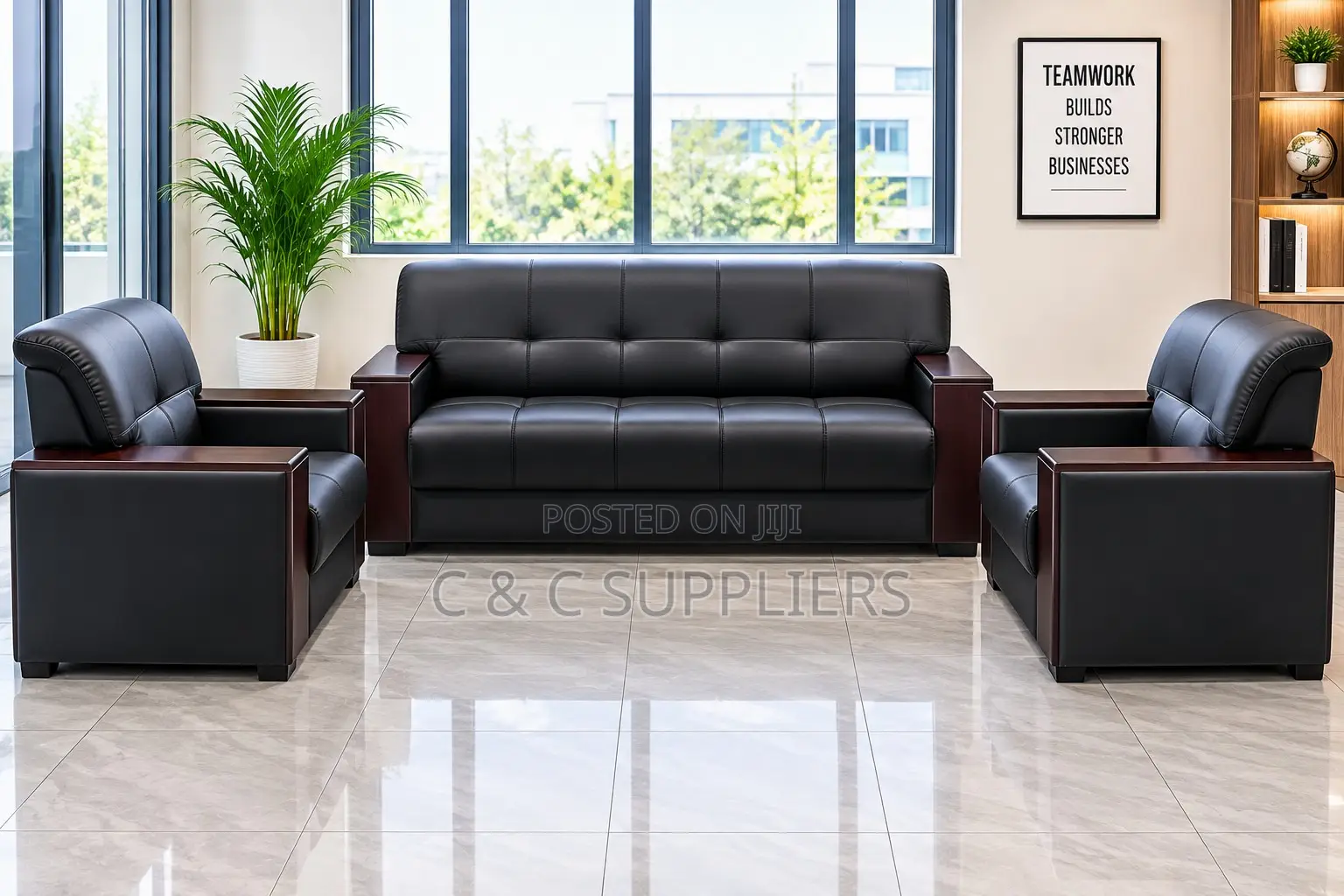 Executive Black Sofa Set-5 Seater