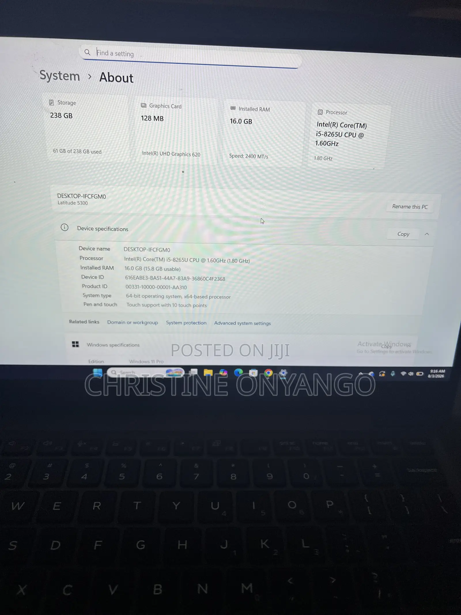 Laptop Dell Latitude 5300 16GB Intel Core i5 SSD 256GB