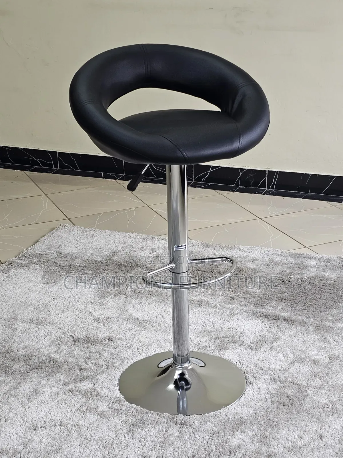Black Adjustable Barstool
