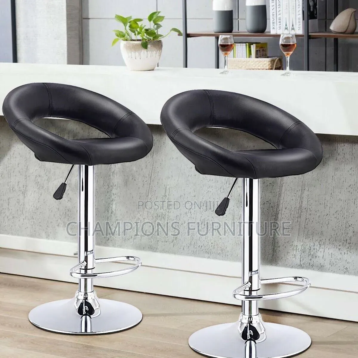 Black Adjustable Barstool