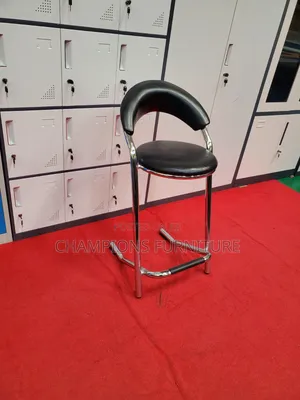 High-Top Black Leather Barstool
