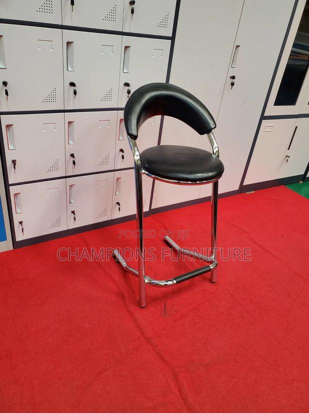 High-Top Black Leather Barstool