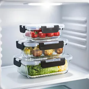 4pcs Airtight Borosilicate Glass Food Storage Containers Set