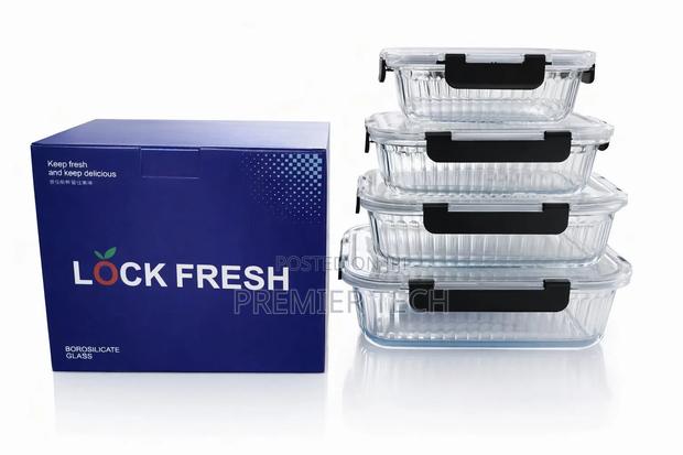 4pcs Airtight Borosilicate Glass Food Storage Containers Set - thumbnail 2