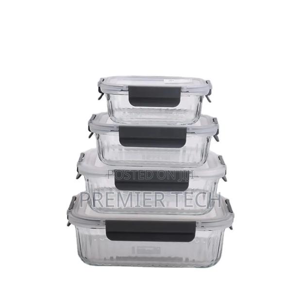 4pcs Airtight Borosilicate Glass Food Storage Containers Set - thumbnail 3