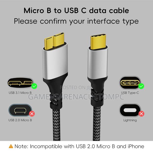 USB 3.1 Micro B to USB C Hard Drive Cables, 10 GBPS Data Transfer - thumbnail 2