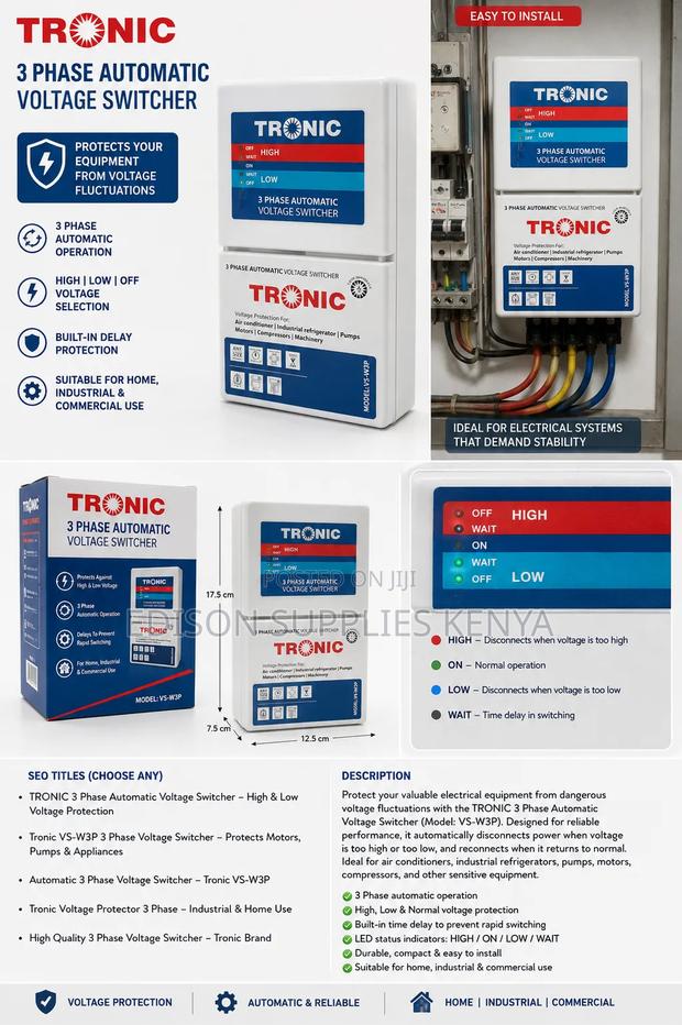 Tronic 3 Phase AVS Automatic Voltage Switcher 3Phase Stabilizer VS AV3 - main view