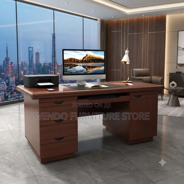 Office Desk; 140cm Executive Management Mahogany Desk - thumbnail 2