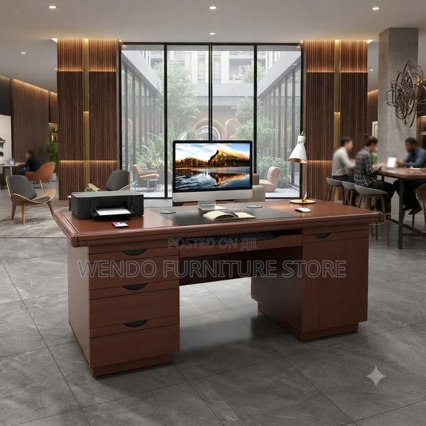 Office Desk; 140cm Executive Management Mahogany Desk - thumbnail 3