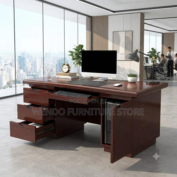 Office Desk; 140cm Executive Management Mahogany Desk - thumbnail 4