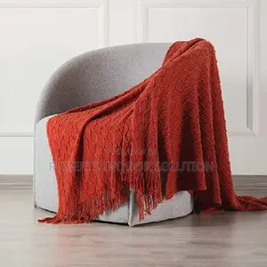 Knitted Throw Blanket Orange in Colour