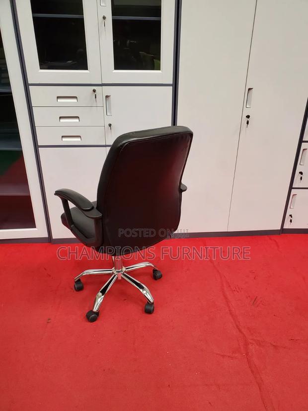 Black Leather Swivel Office Chair - thumbnail 4