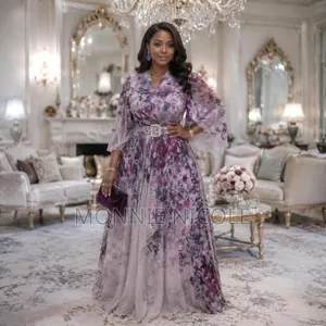 Stacy Pat Elegant Floral Maxi Dress