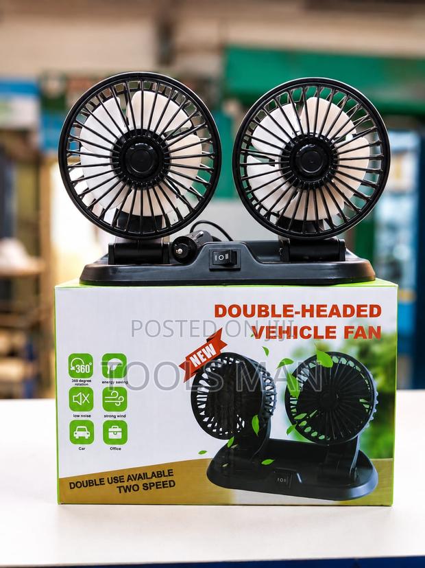 Car 12V Portable 2-Speed Dual Head Auto Dashboard Double Cooling Fan