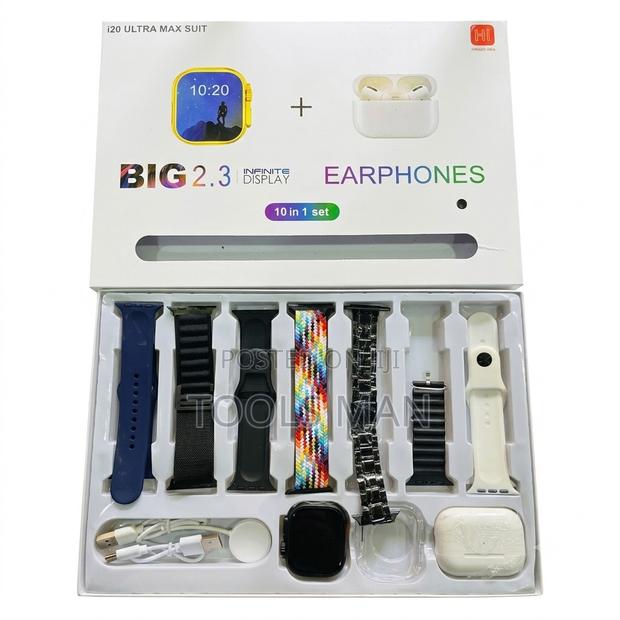 Smart Watch I20 Ultra Max Suit 10in1 Wireless Earphones 7 Straps 2.3