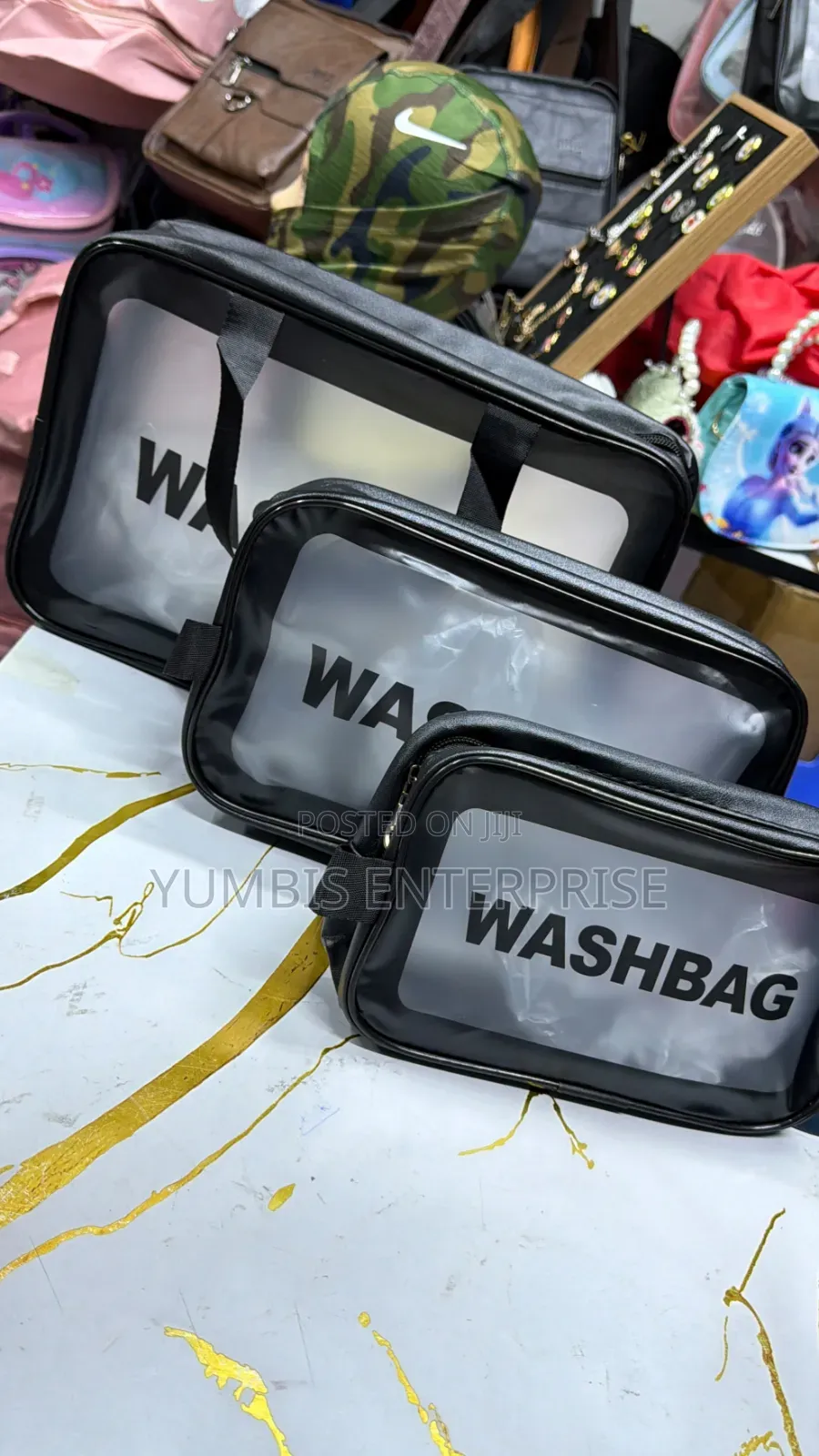 Black 3 in 1 Wash Bags Set