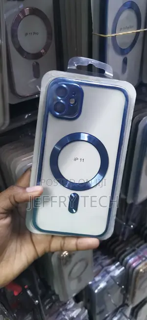 Clear MagSafe Phone Case With a Blue