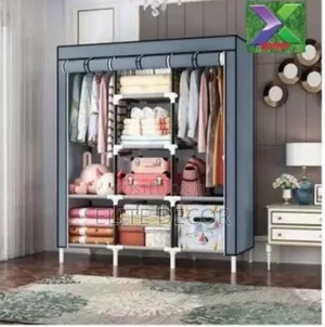 Three Column Metallic Portable Wardrobe
