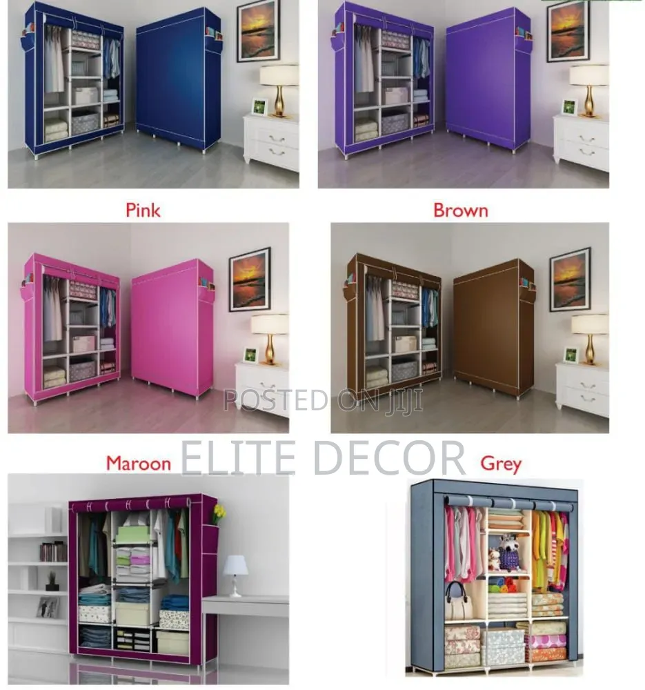 Three Column Metallic Portable Wardrobe