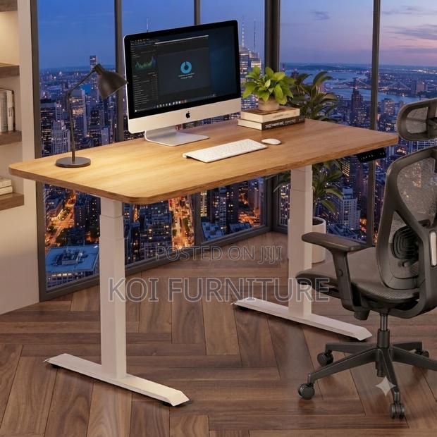 Office Desk; 1.2m Adjustable Desk With Power Cable - main view