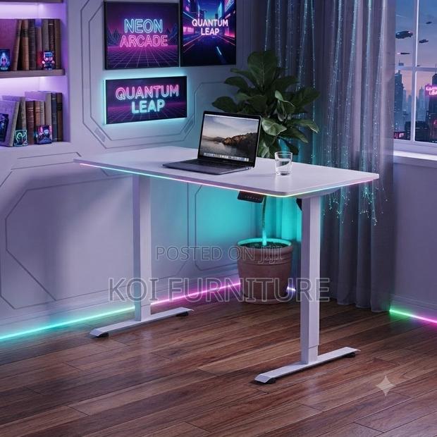 Office Desk; 1.2m Adjustable Desk With Power Cable - thumbnail 2