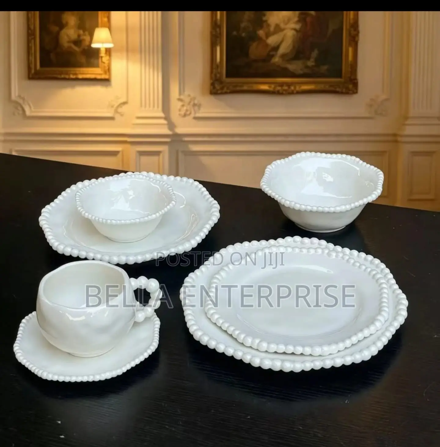 Pearl Rim White Dinnerware Set
