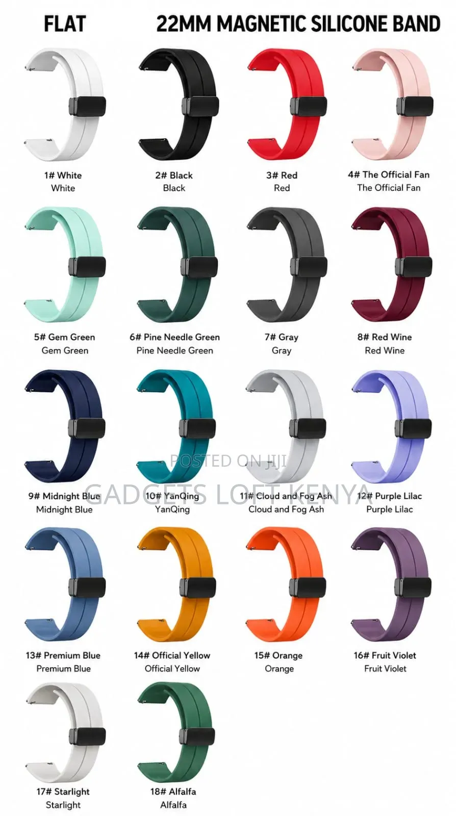 22mm Magnetic Silicone Smart Watch Strap