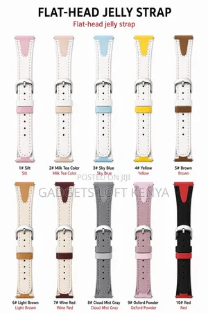 22mm Flat Head Jelly Leather Smart Watch Strap